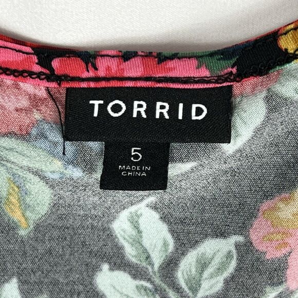 Torrid Mini Chiffon And Studio Floral Long Bell Sleeve Surplice Dress Women’s 5X - Picture 7 of 9